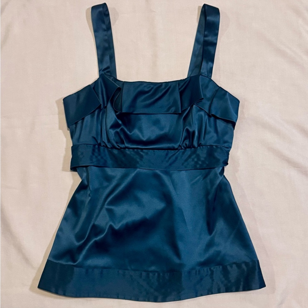 The Limited Navy Blue Satin Bow Tie Back Top – Size Small